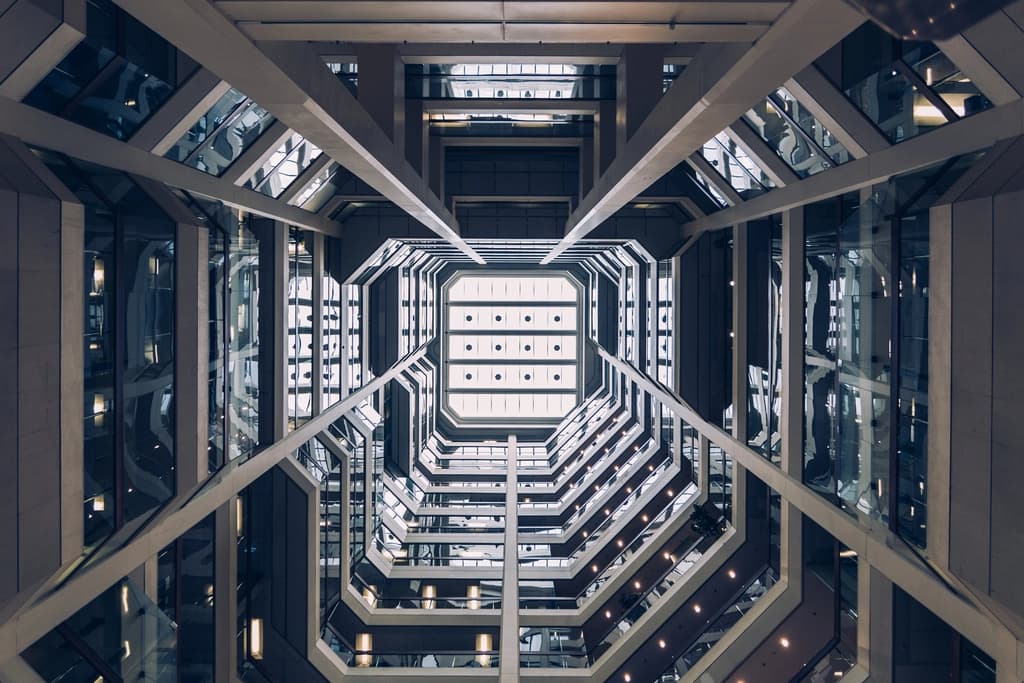 The atrium of a modern building